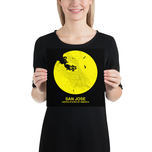 San Jose Circular Yellow Paper Map