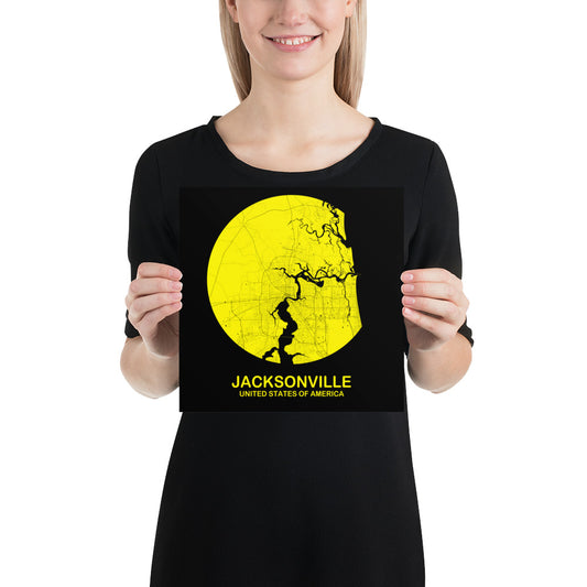 Jacksonville Circular Yellow Paper Map