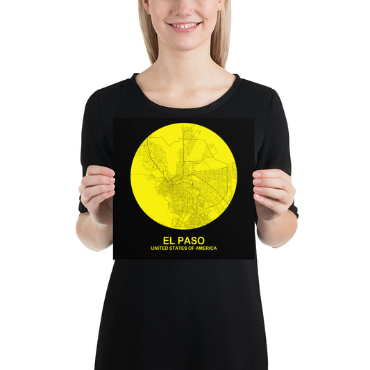 El Paso Circular Yellow Paper Map