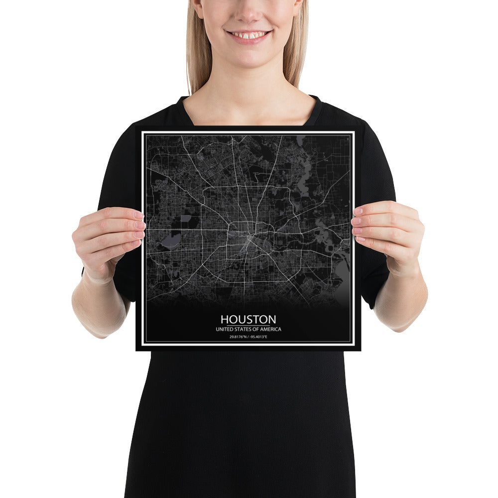 Houston Black Paper Map