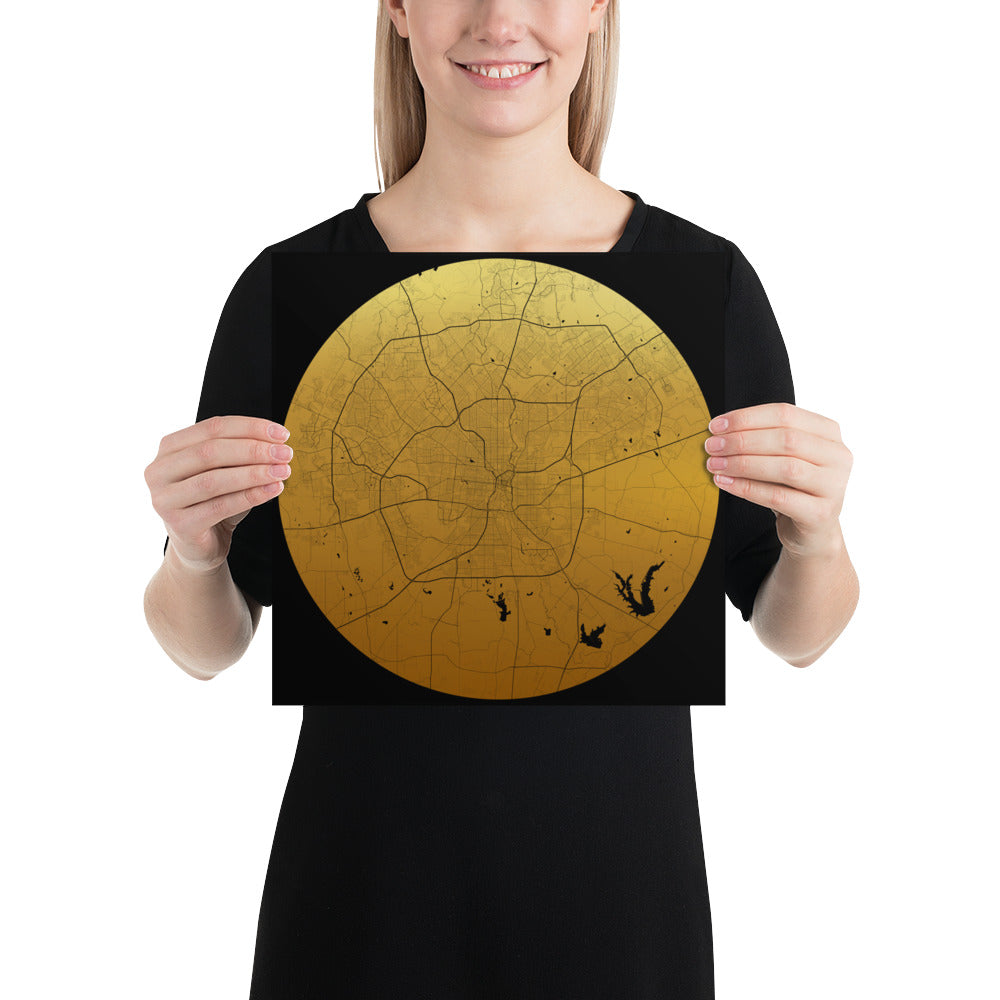 San Antonio Gold on Black Paper Map