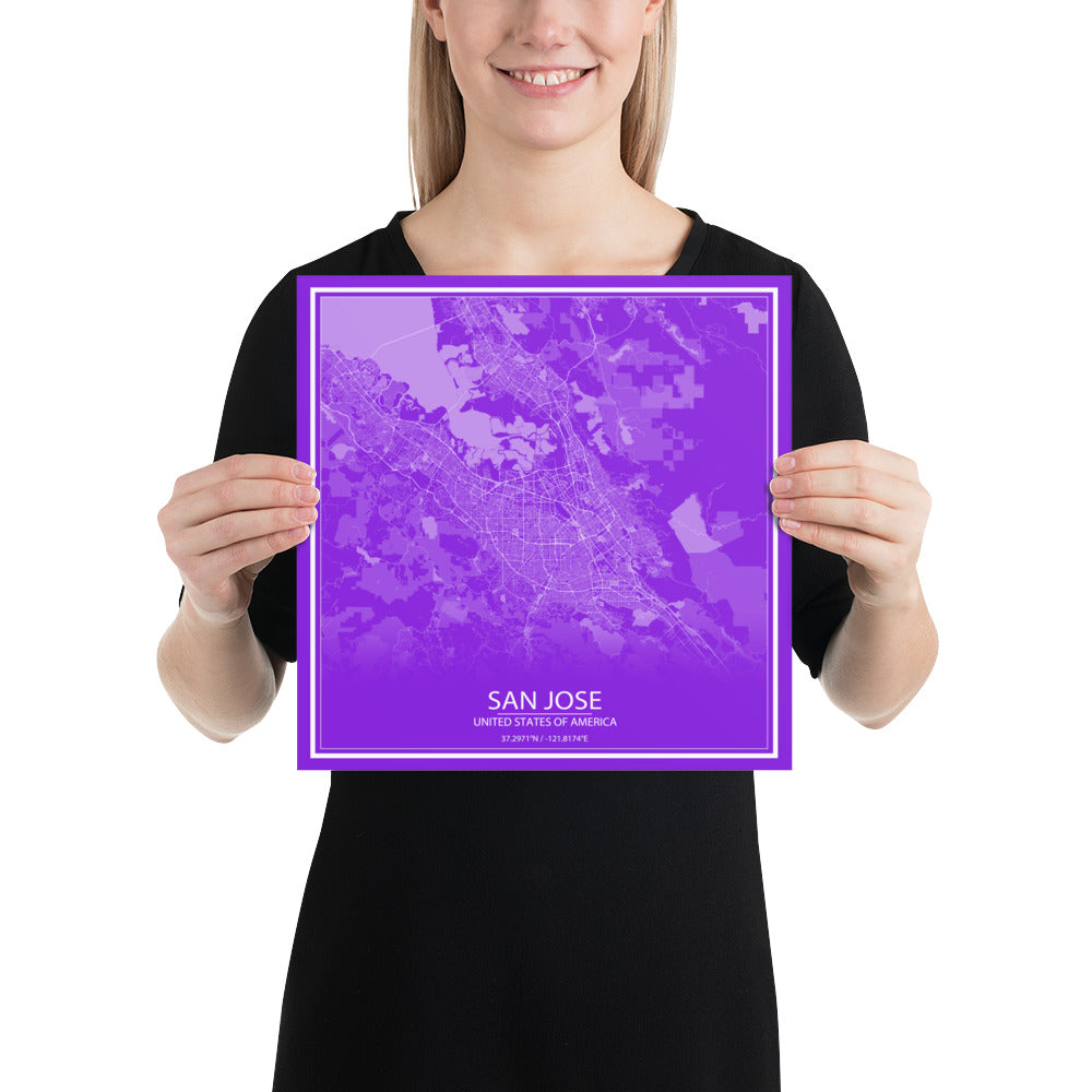 San Jose Purple and White Paper Map