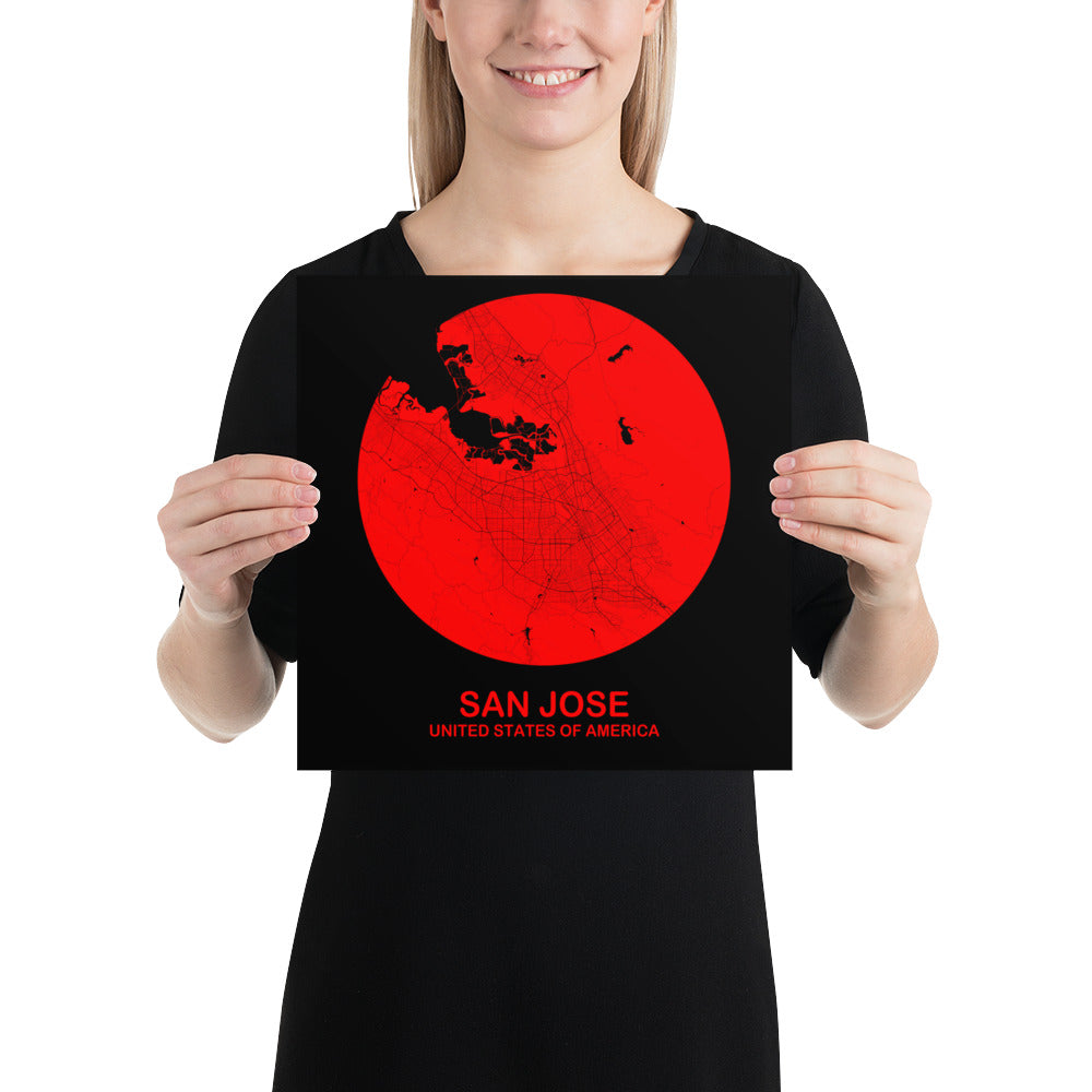 San Jose Circular Red Paper Map