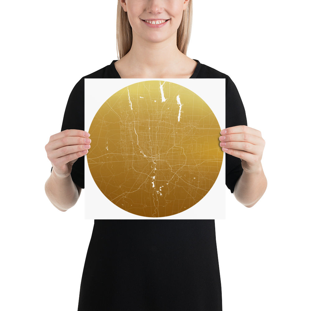 Columbus Gold on White Paper Map