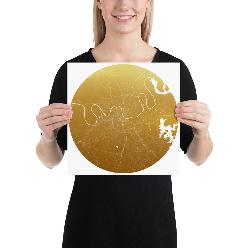 Nashville Gold on White Paper Map
