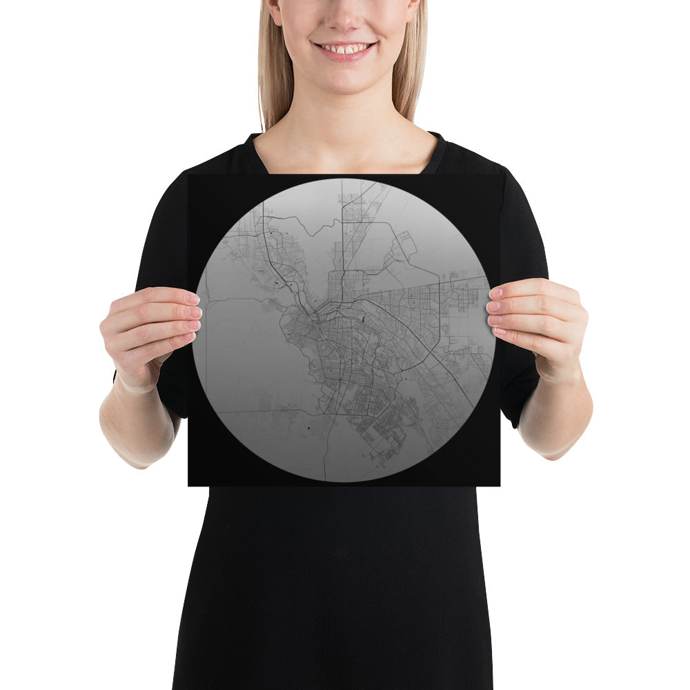 El Paso Silver on Black Paper Map