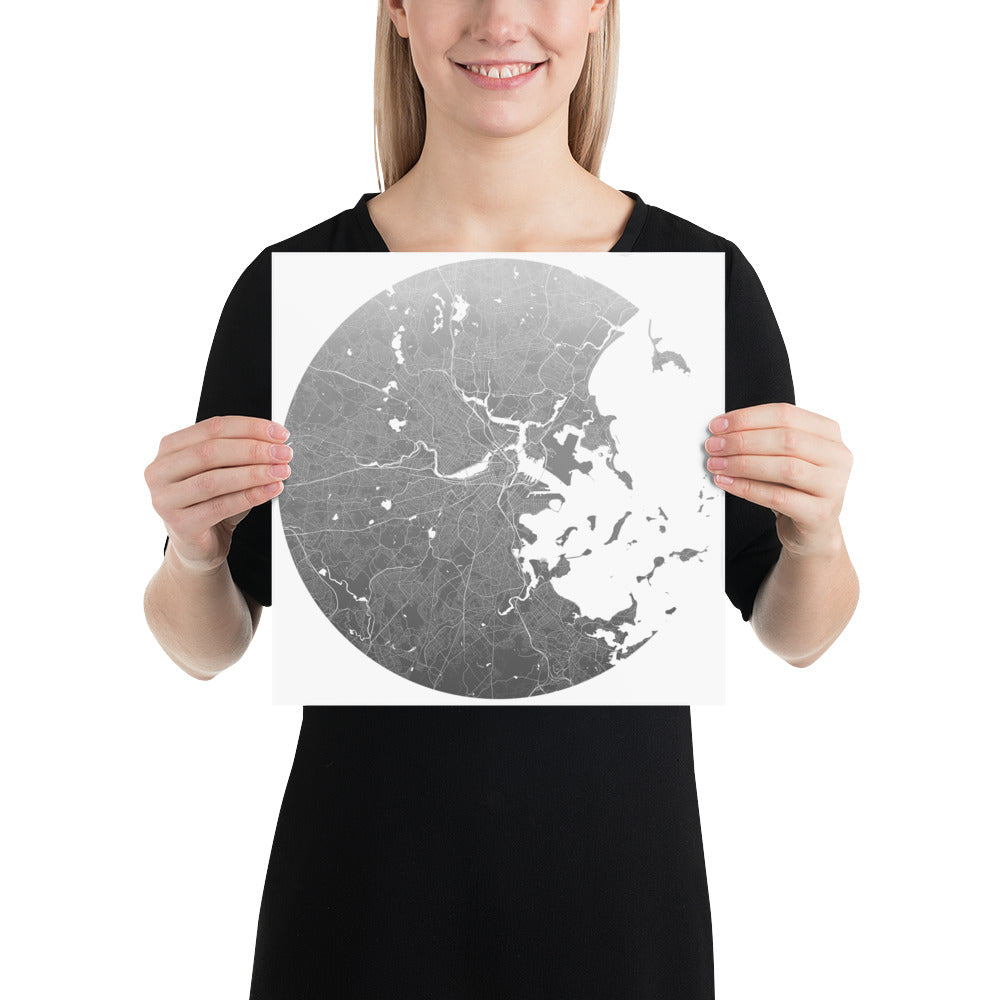Boston Silver on White Paper Map