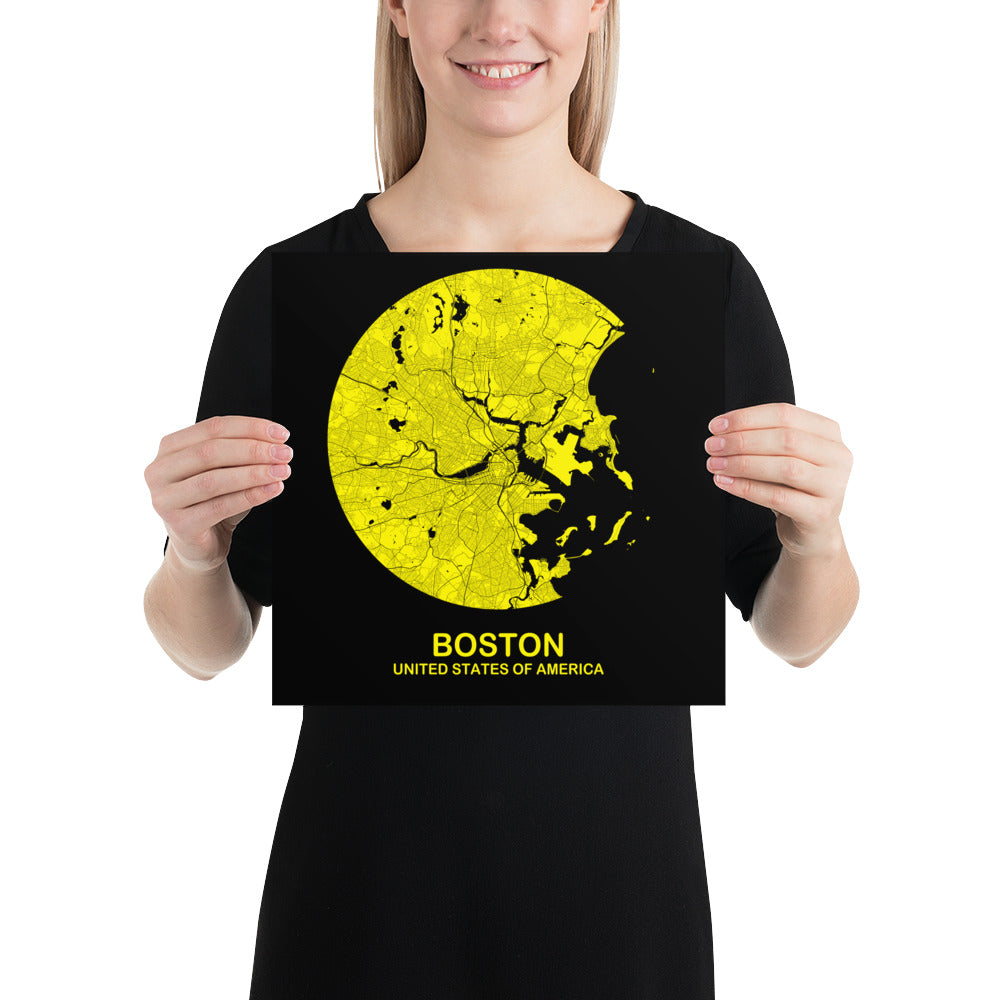 Boston Circular Yellow Paper Map