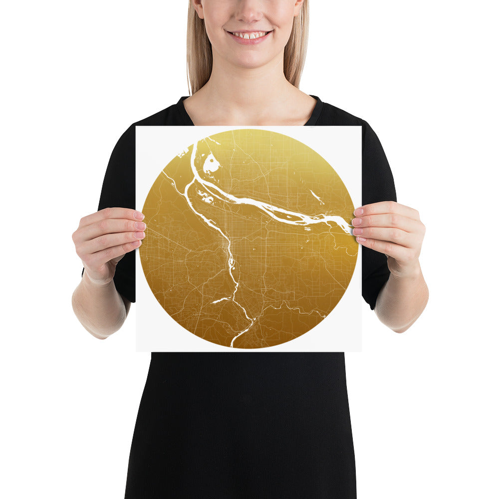 Portland Gold on White Paper Map