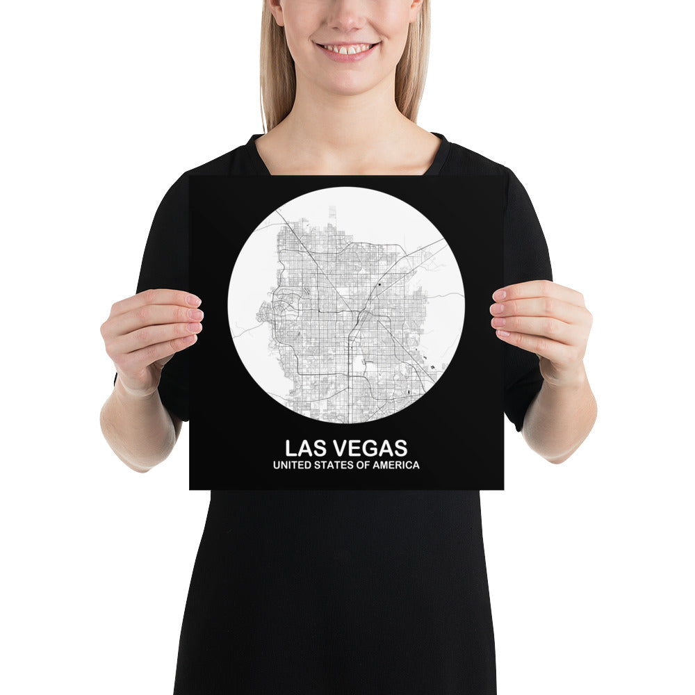 Las Vegas Circular White Paper Map