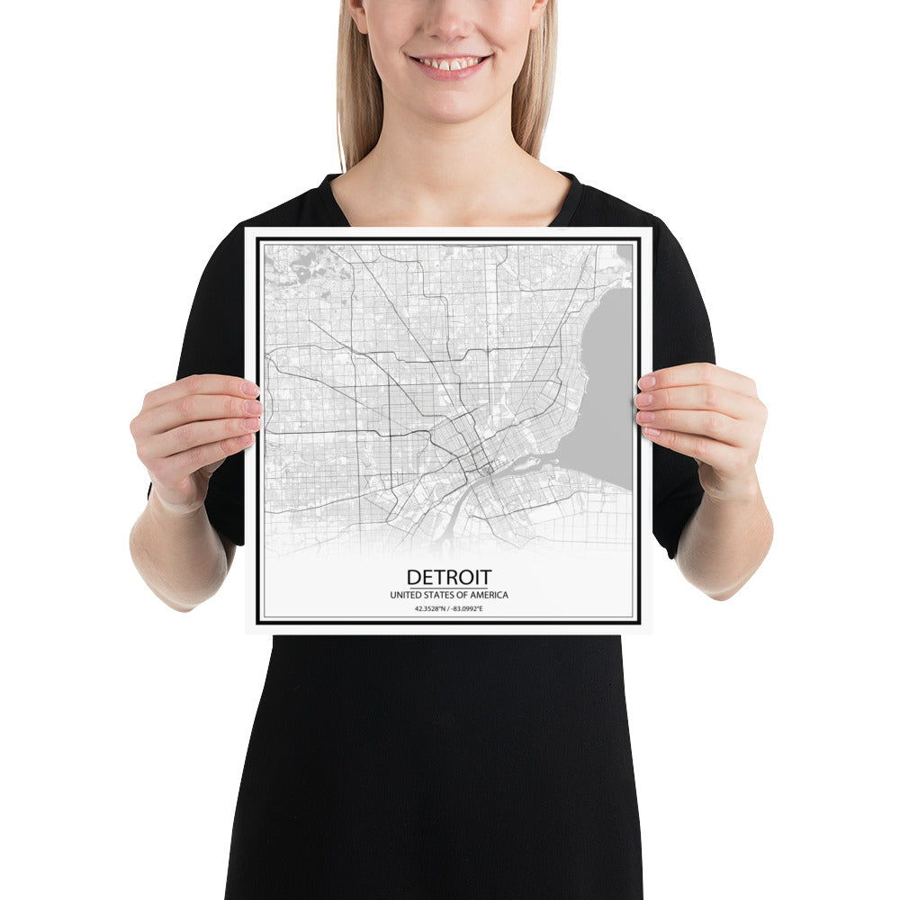 Detroit White Paper Map