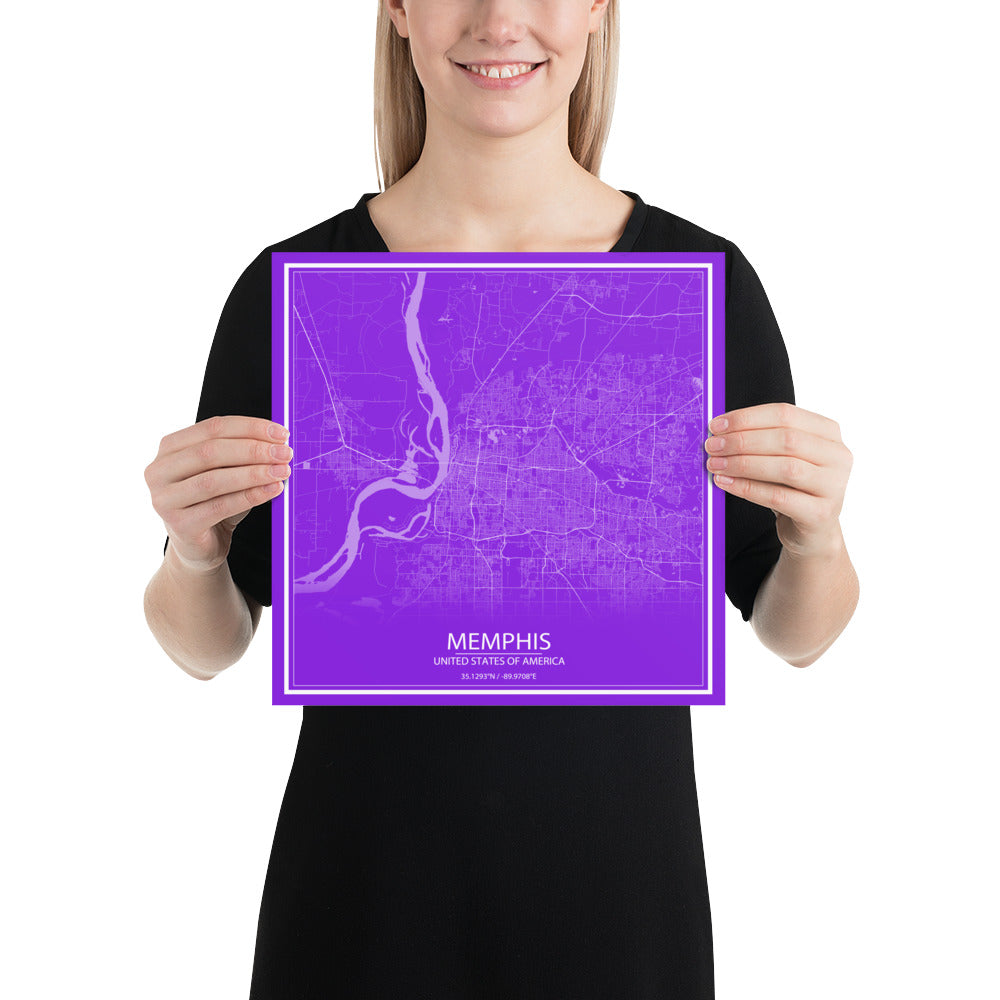 Memphis Purple and White Paper Map