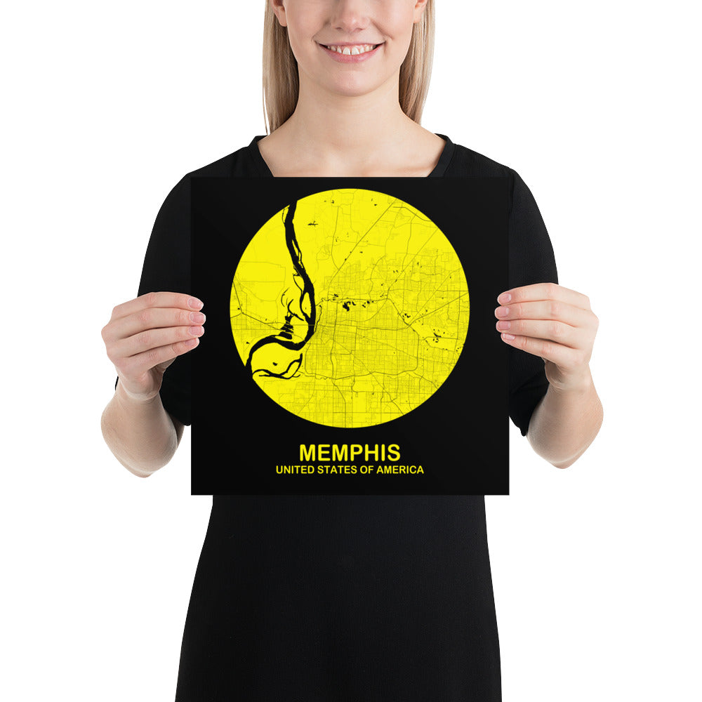 Memphis Circular Yellow Paper Map