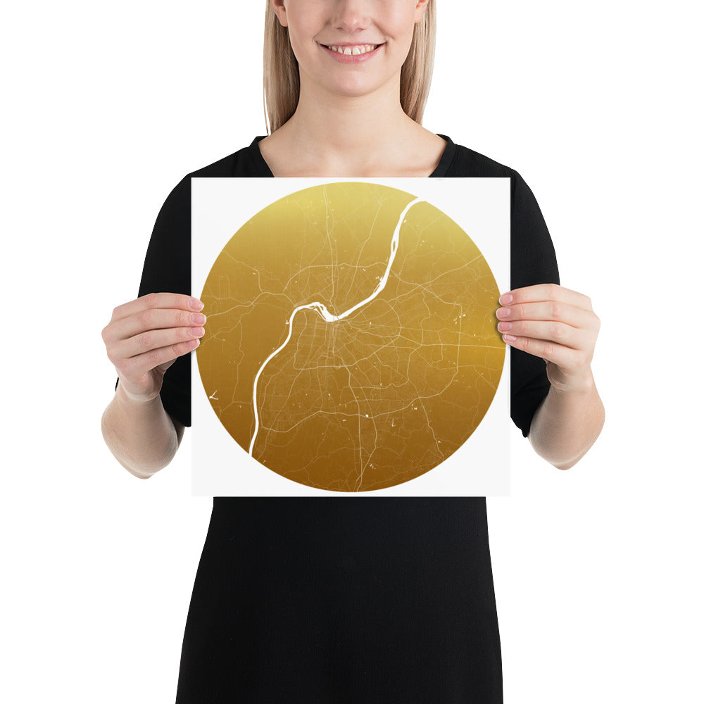 Louisville Gold on White Paper Map