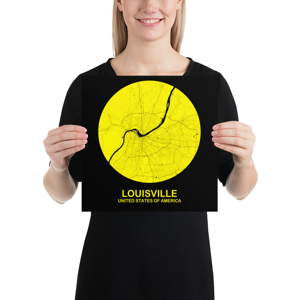 Louisville Circular Yellow Paper Map