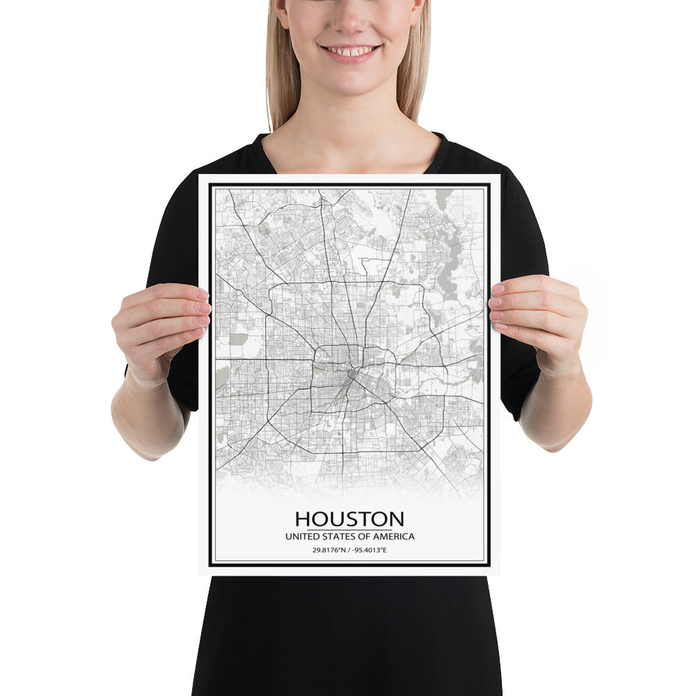 Houston White Paper Map