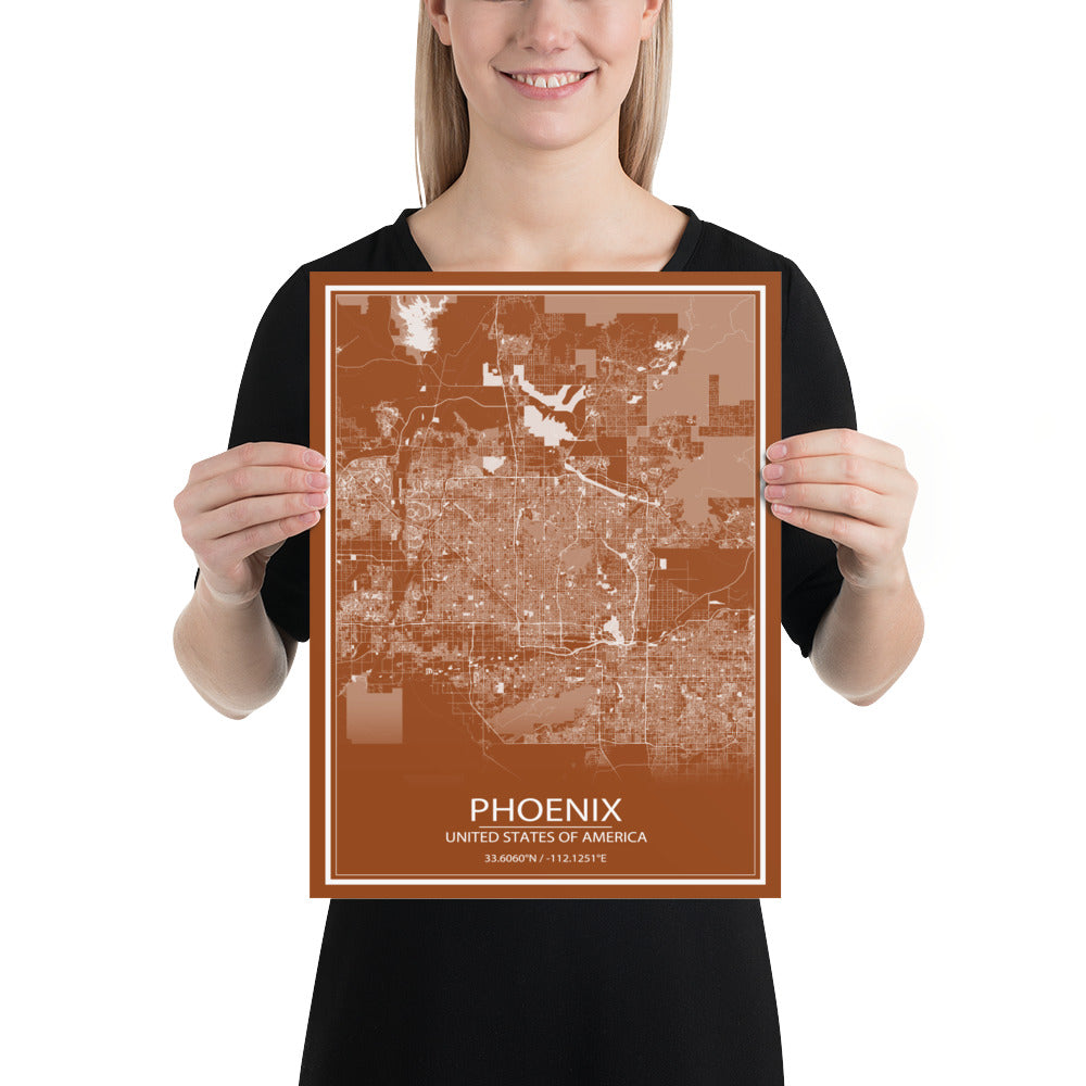 Phoenix Brown and White Paper Map