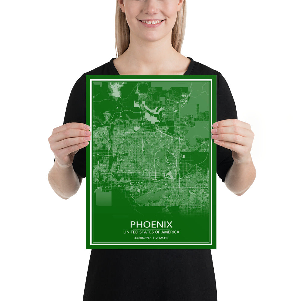 Phoenix Green and White Paper Map