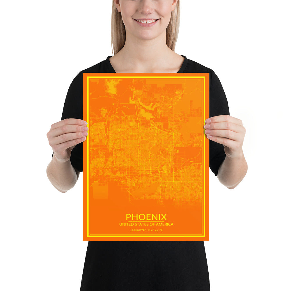 Phoenix Orange and Yellow Paper Map