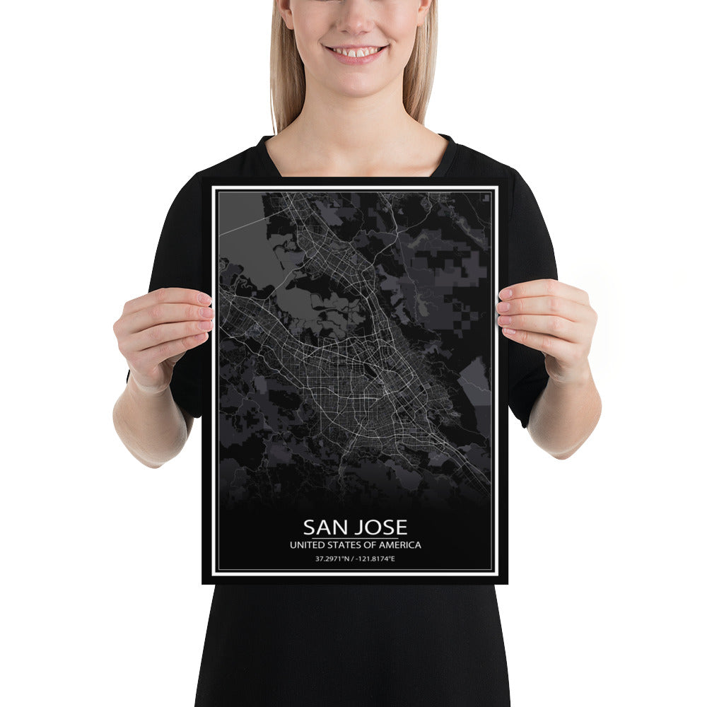 San Jose Black Paper Map