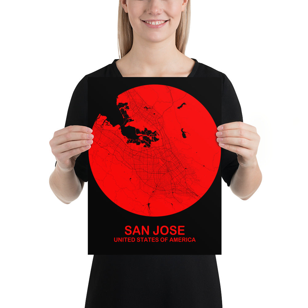 San Jose Circular Red Paper Map