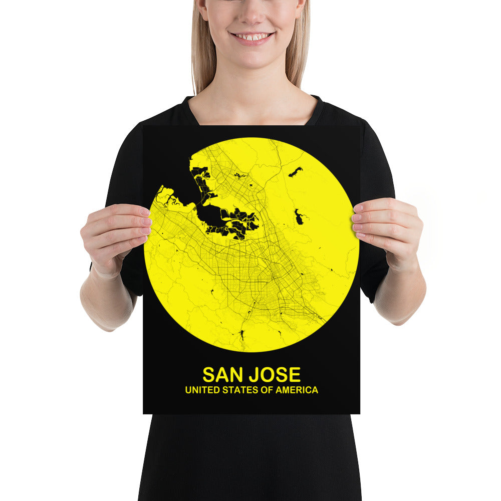 San Jose Circular Yellow Paper Map