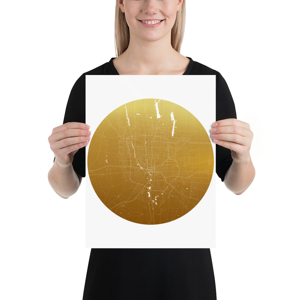 Columbus Gold on White Paper Map