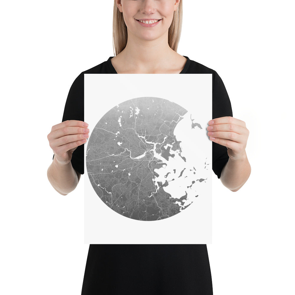 Boston Silver on White Paper Map