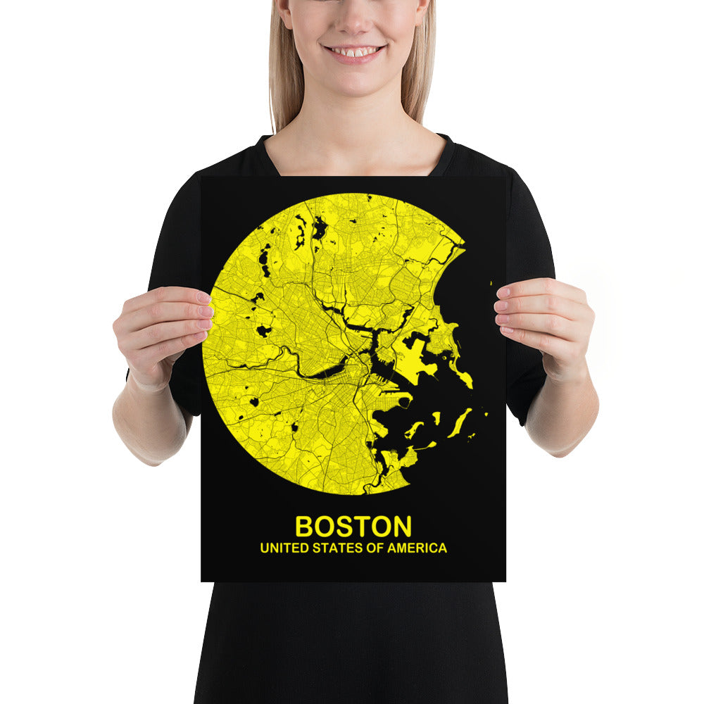 Boston Circular Yellow Paper Map