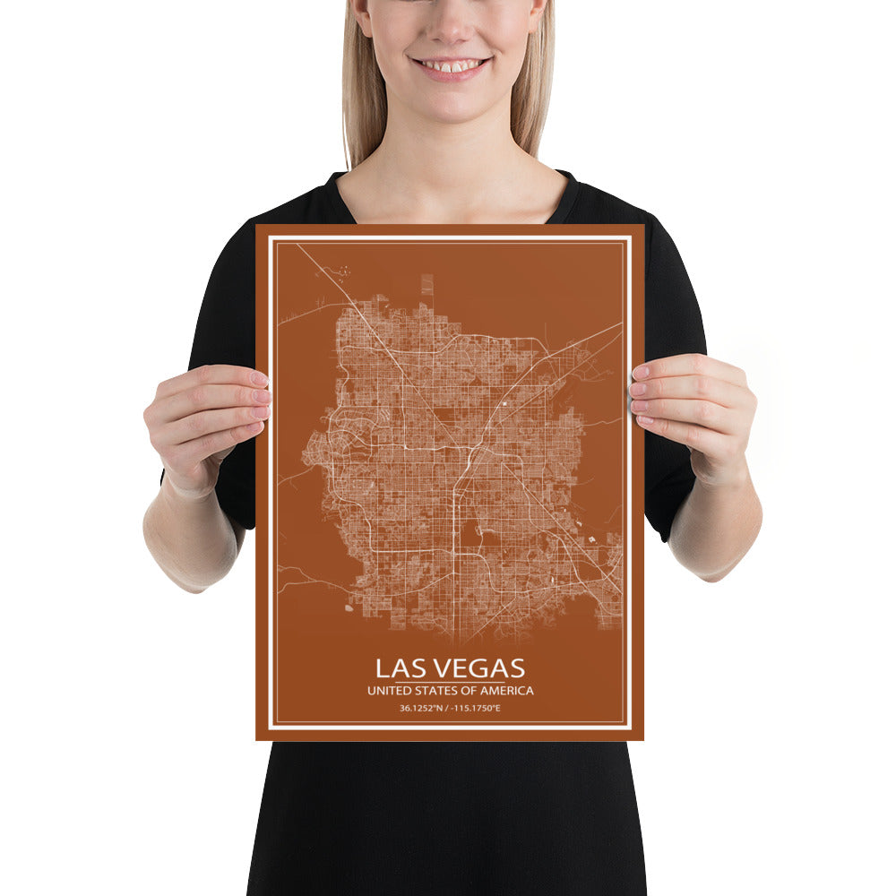 Las Vegas Brown and White Paper Map