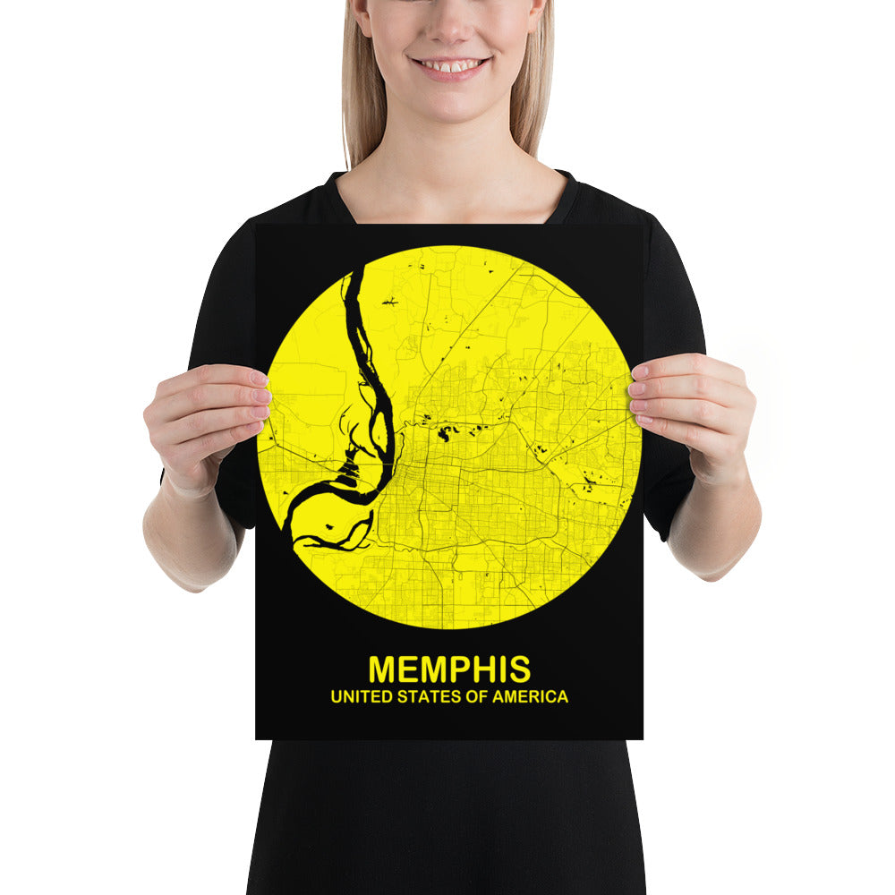 Memphis Circular Yellow Paper Map