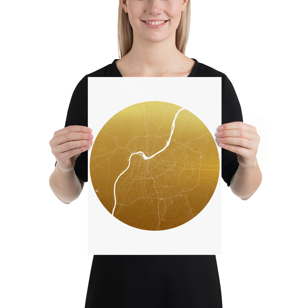 Louisville Gold on White Paper Map