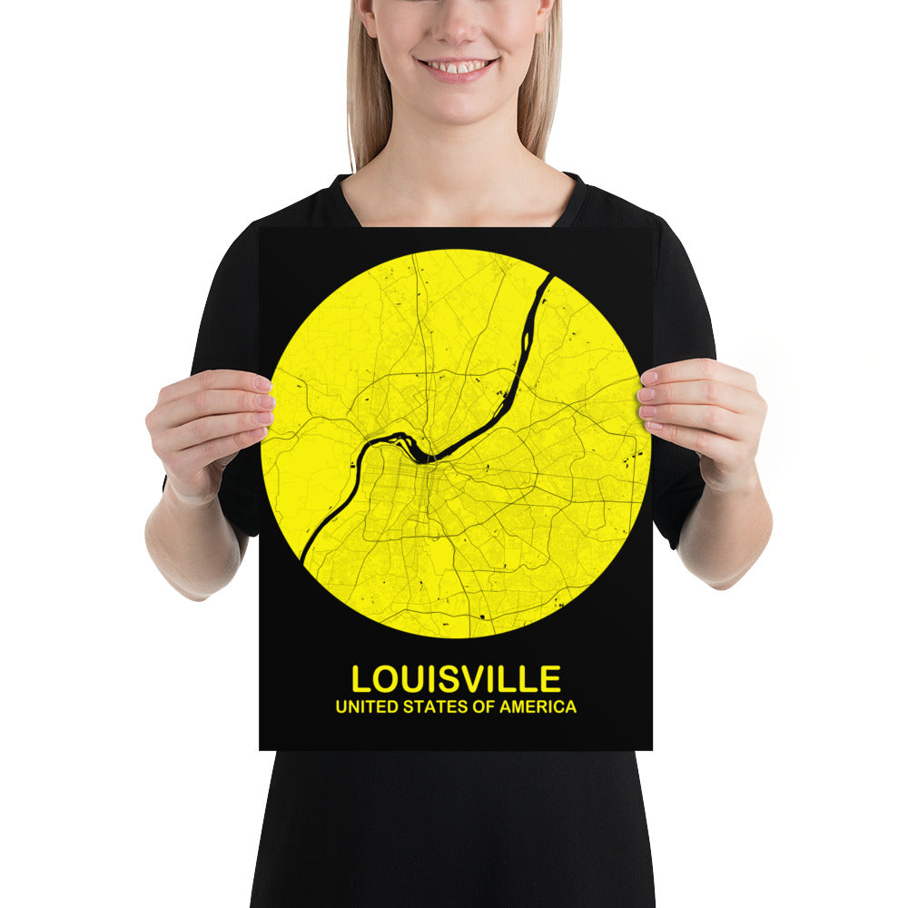 Louisville Circular Yellow Paper Map