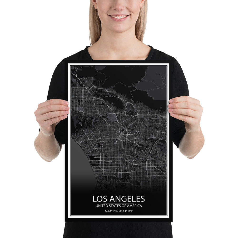 Los Angeles Black Paper Map