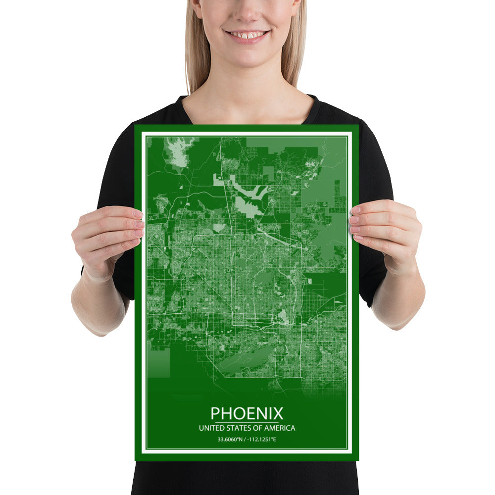 Phoenix Green and White Paper Map