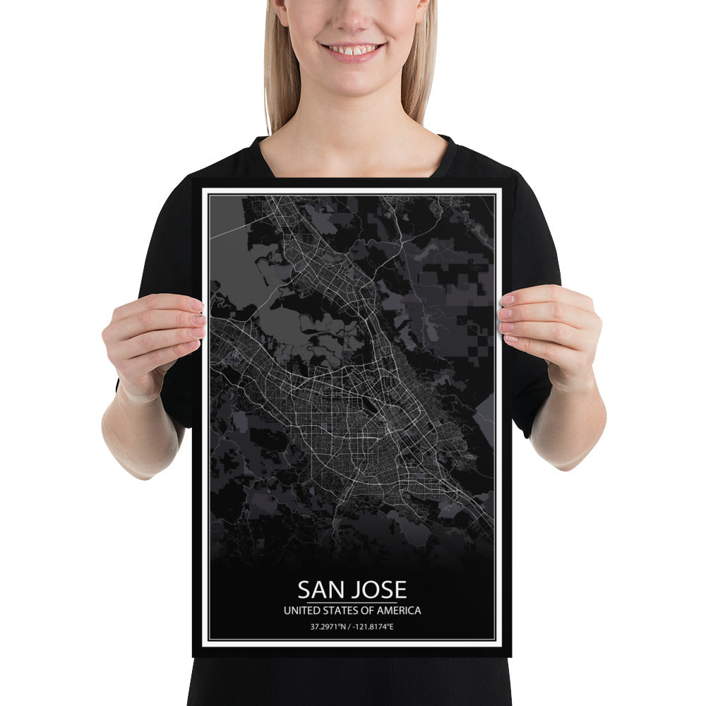 San Jose Black Paper Map