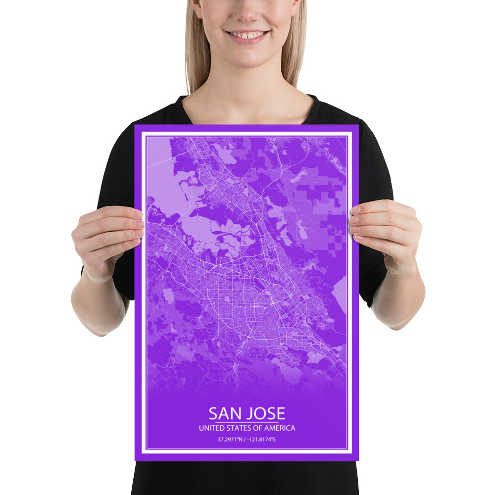 San Jose Purple and White Paper Map