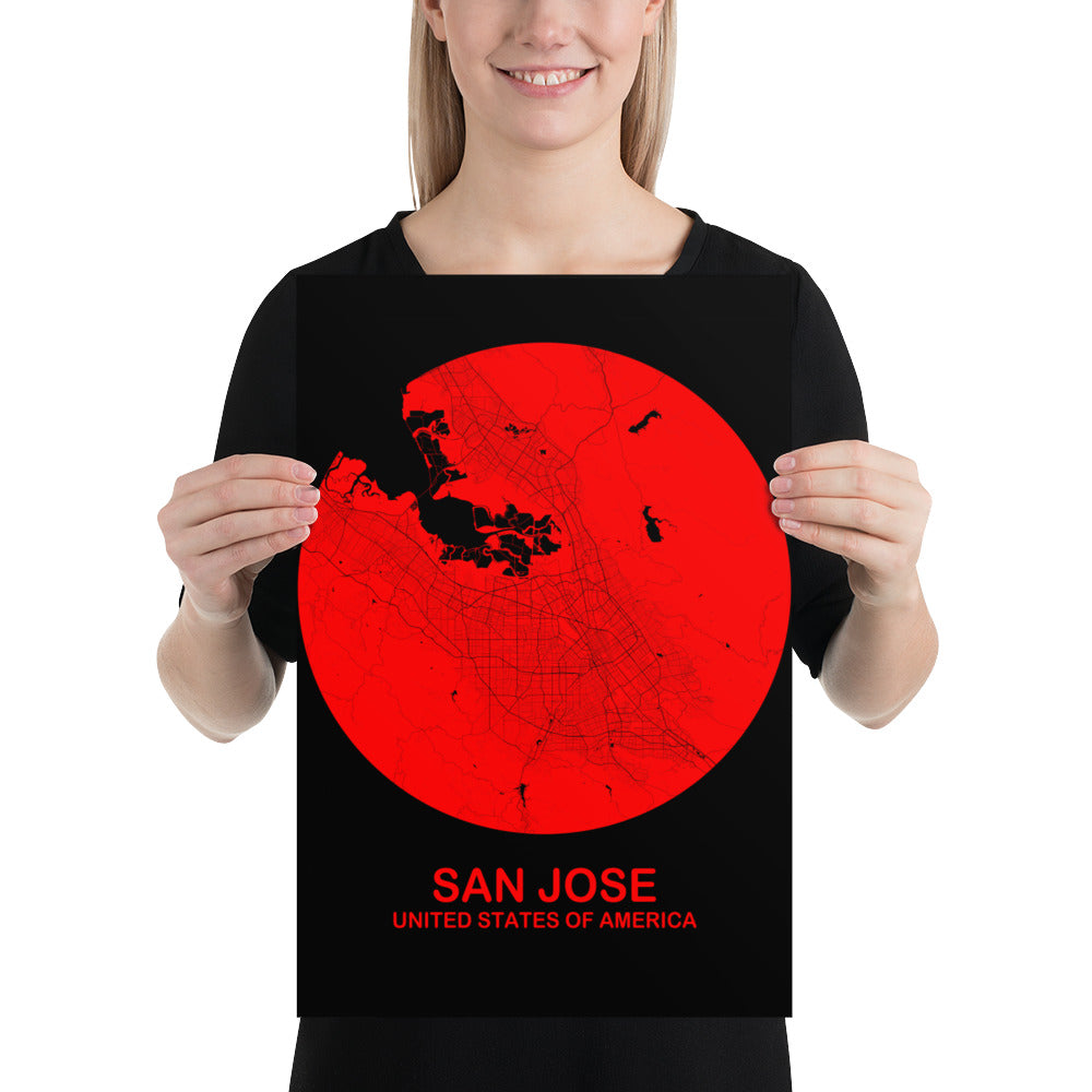 San Jose Circular Red Paper Map