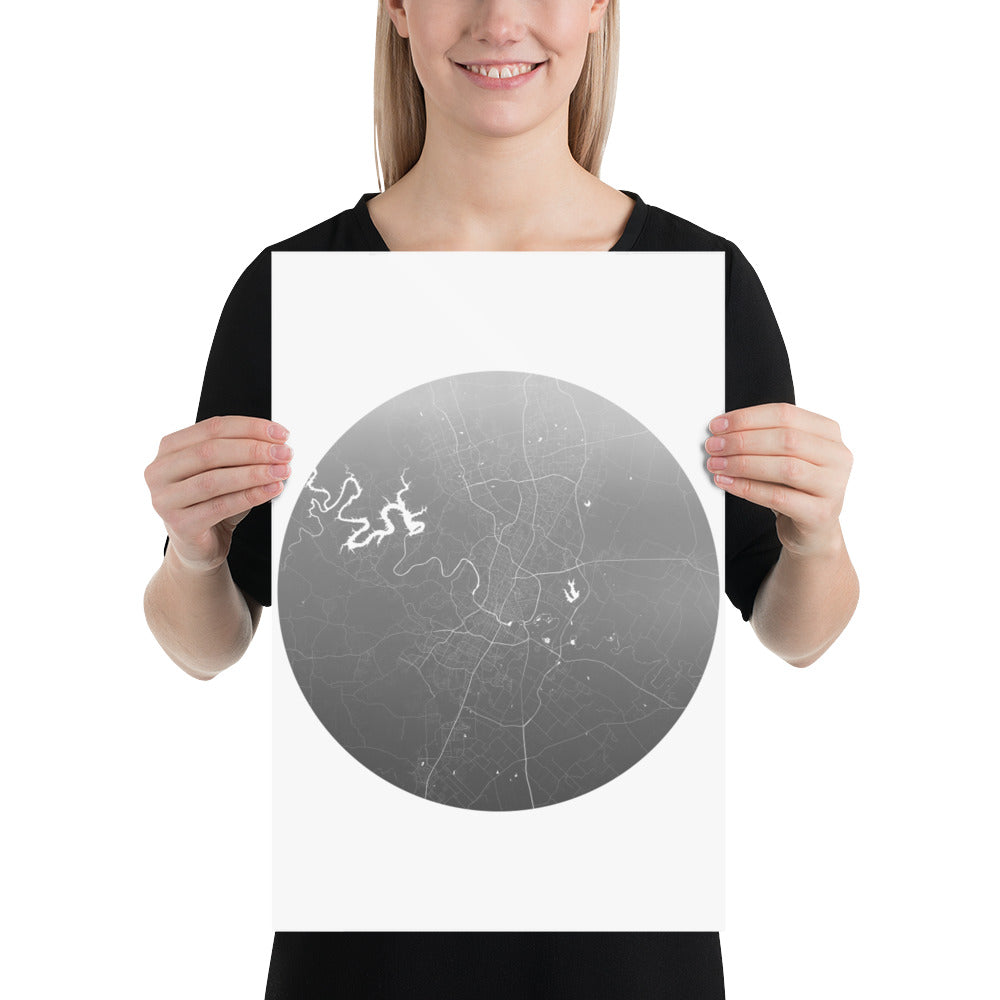 Austin Silver on White Paper Map