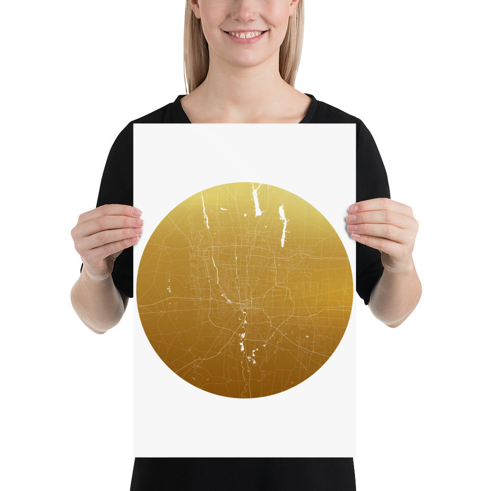 Columbus Gold on White Paper Map
