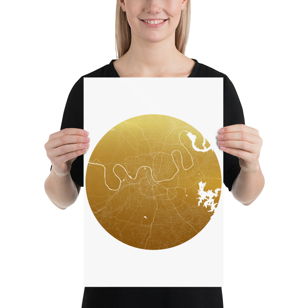 Nashville Gold on White Paper Map