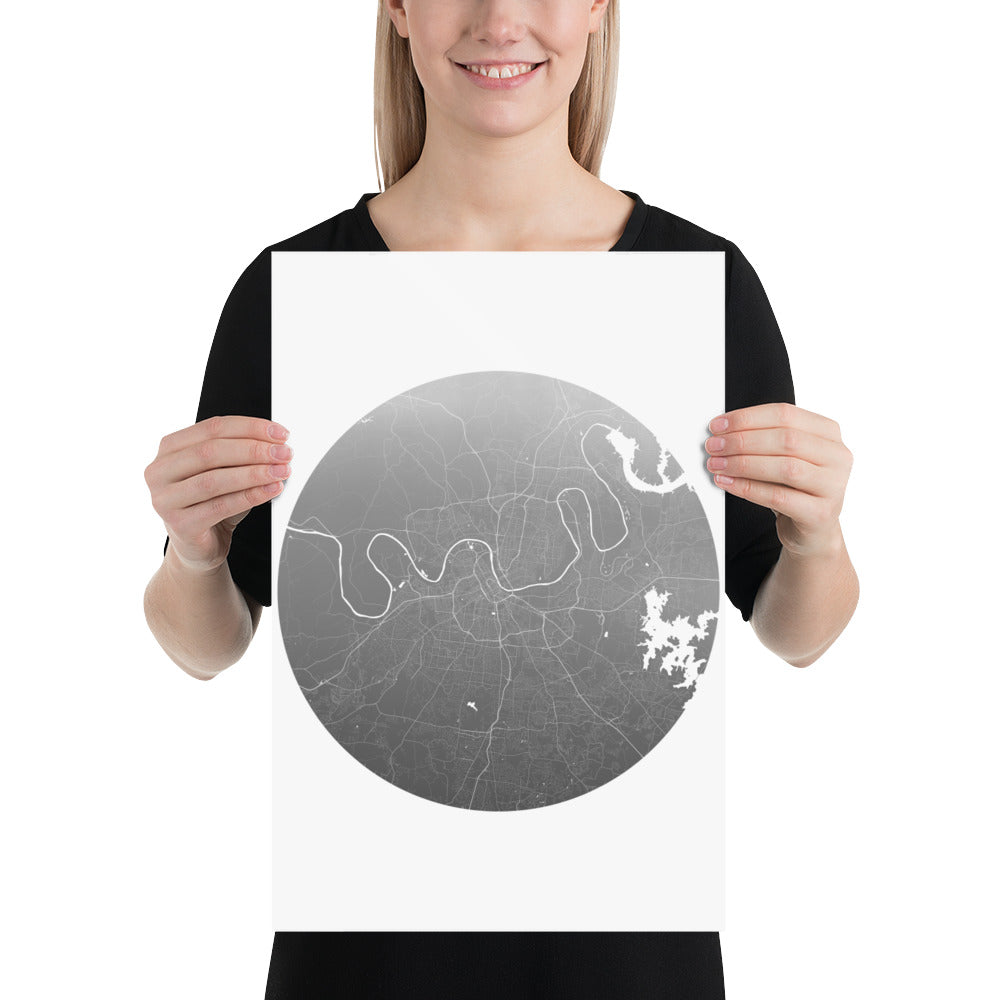 Nashville Silver on White Paper Map