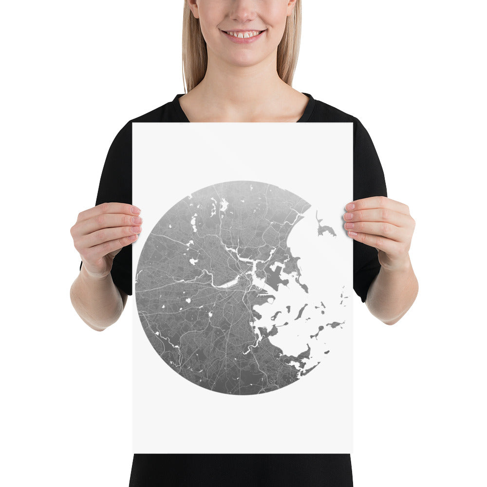 Boston Silver on White Paper Map