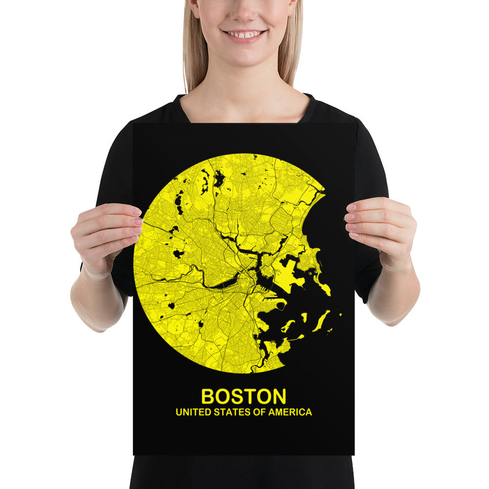 Boston Circular Yellow Paper Map