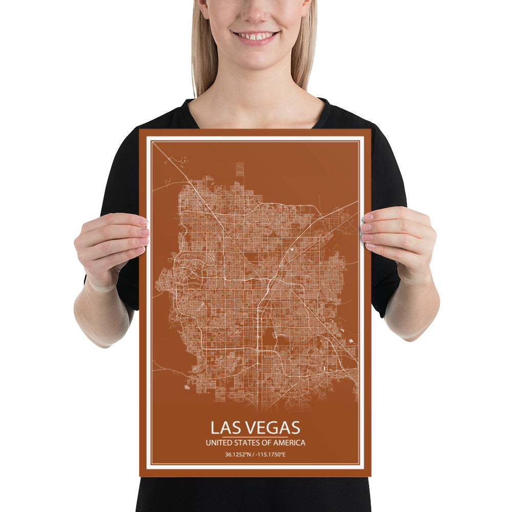 Las Vegas Brown and White Paper Map