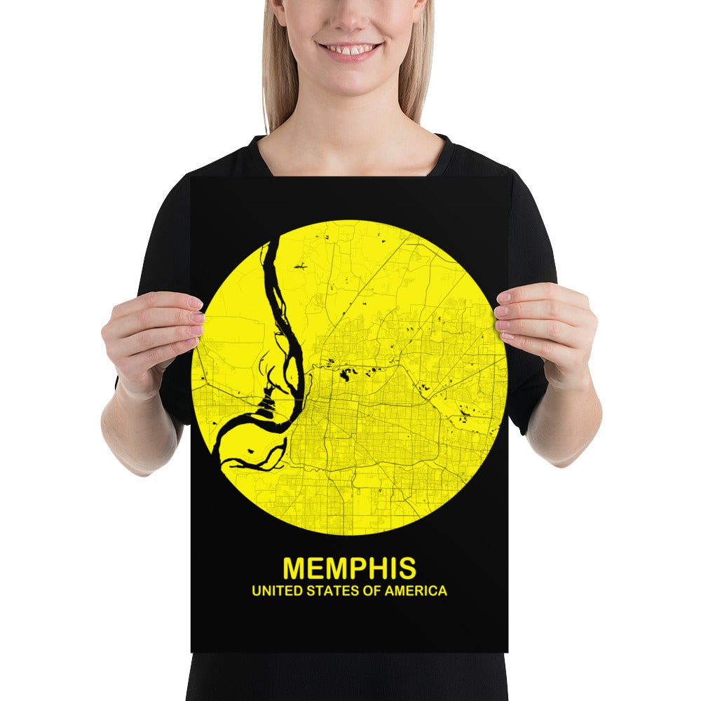 Memphis Circular Yellow Paper Map