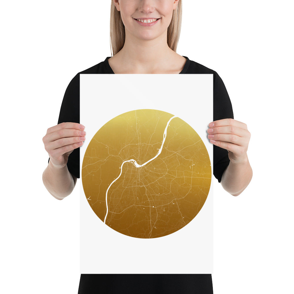 Louisville Gold on White Paper Map