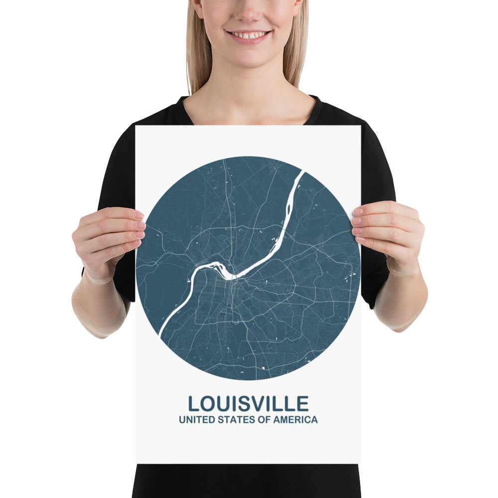 Louisville Circular Blue Paper Map