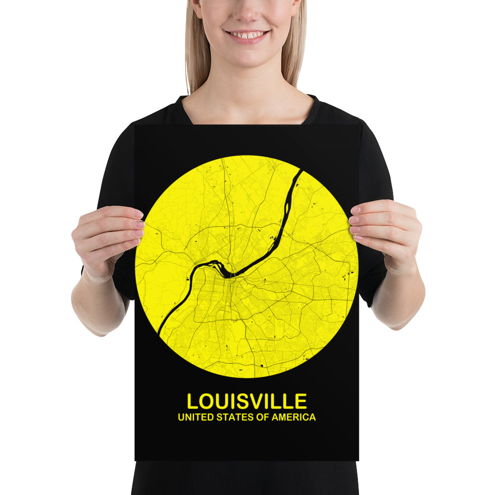 Louisville Circular Yellow Paper Map