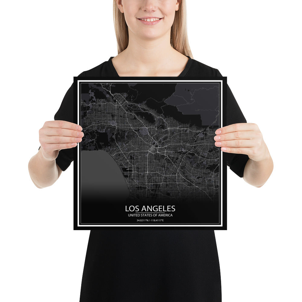 Los Angeles Black Paper Map